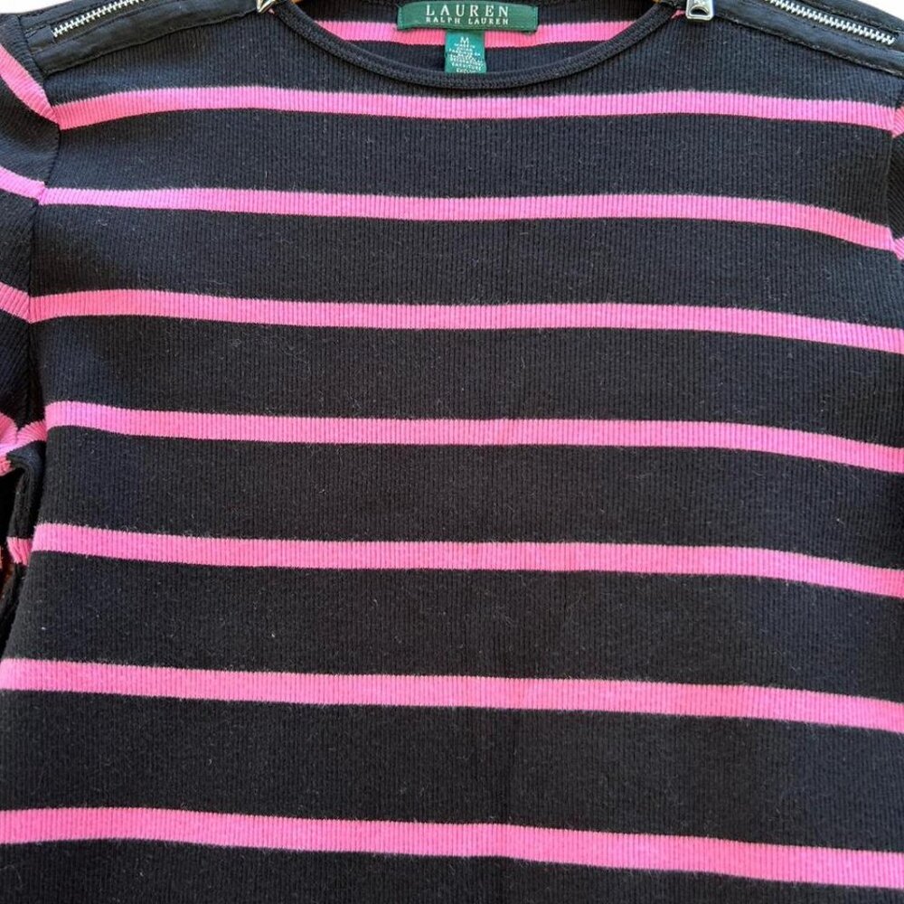 Y2K vintage pink and black striped Ralph Lauren shirt tight fit fairy core 00s - Picture 3 of 6